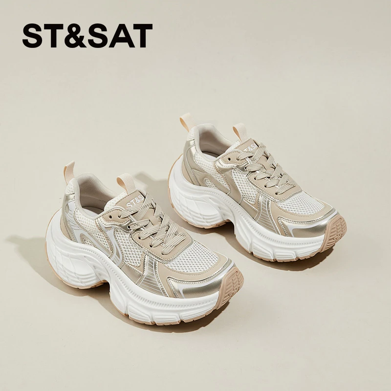 星期六爆款增高厚底老爹鞋女2024年春春季新款百搭休闲运动小白鞋