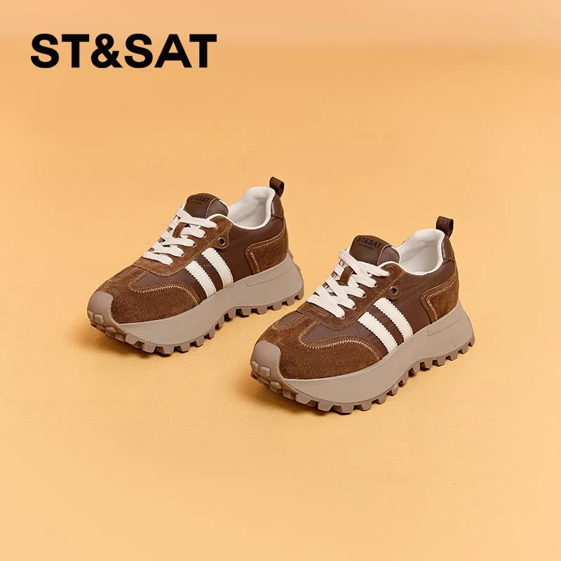 星期六复古阿甘鞋女款2024新款秋冬百搭运动老爹鞋显脚小厚底板鞋