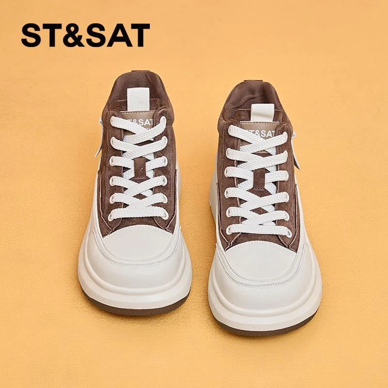 星期六高帮厚底板鞋女款2024新款秋季透气复古百搭休闲运动鞋子女