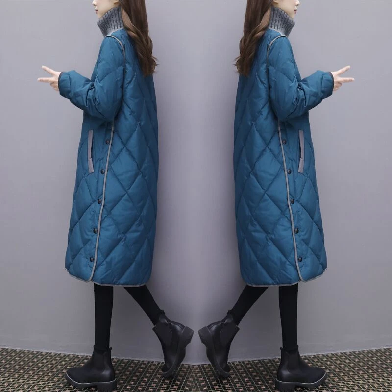 秋冬2023秋冬新款羽绒服女中长款韩版大码宽松轻薄羽绒服过膝羽