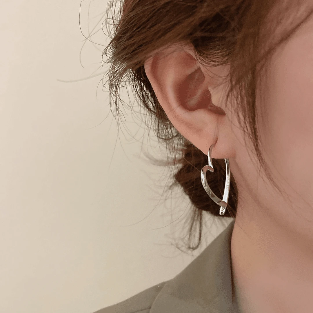 锌合金耳饰 不规则一款两戴爱心耳环小众设计日韩两戴耳环简约