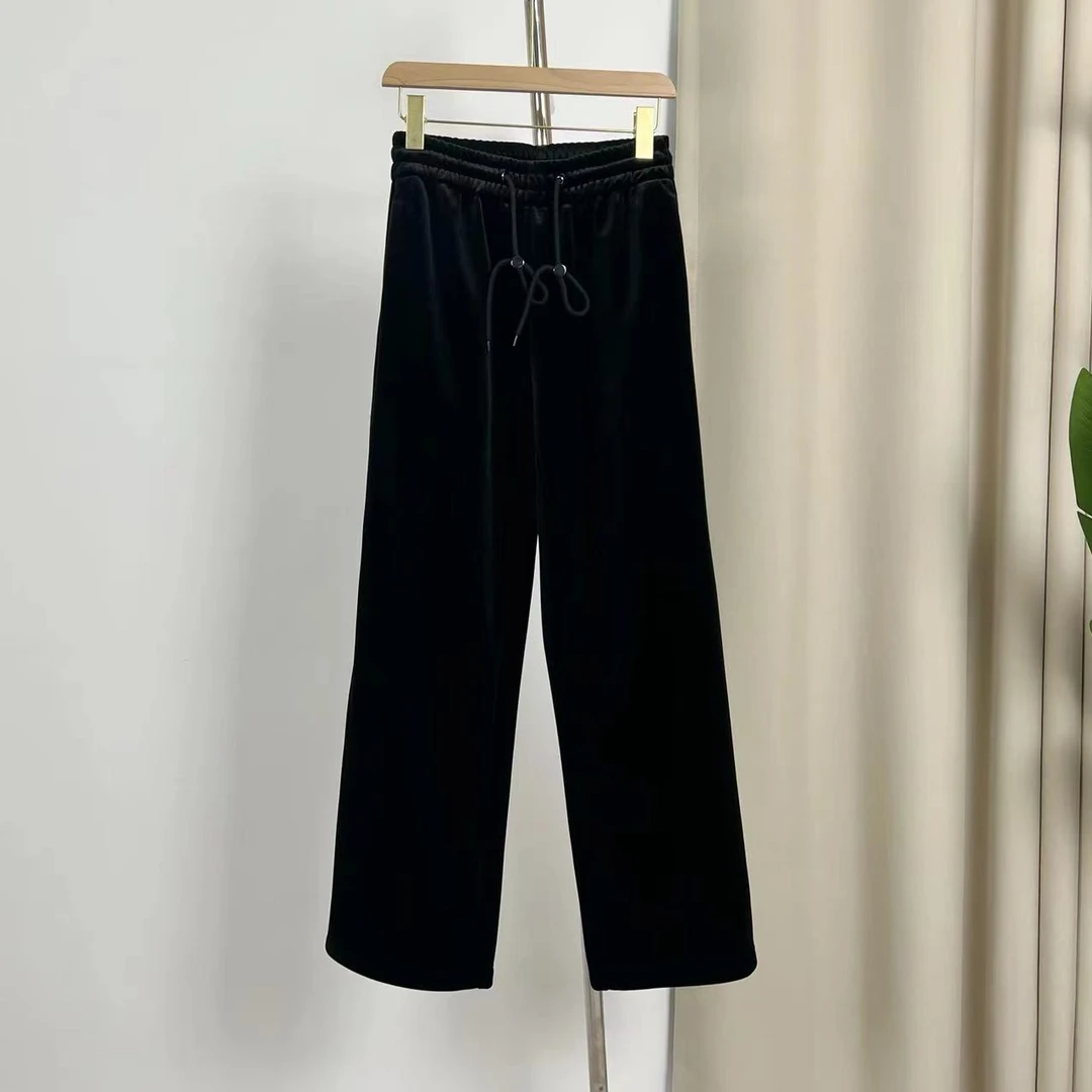 【飞哥女装】冬季新款双面绒保暖简约宽松垂感直筒裤208113