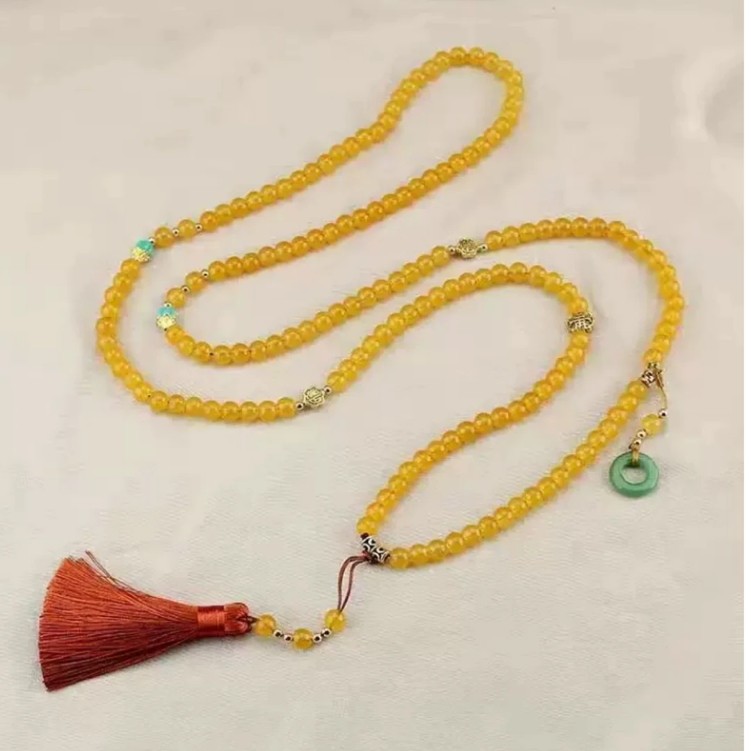 钨合金莫桑石项链 国风多色串珠项链长款项链