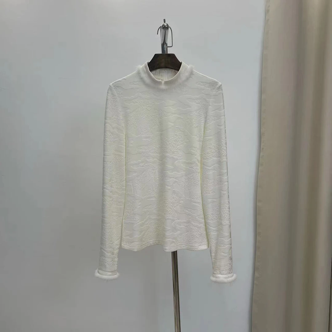 【飞哥女装】美拉德国风内搭拼接水貂磨毛上衣208122