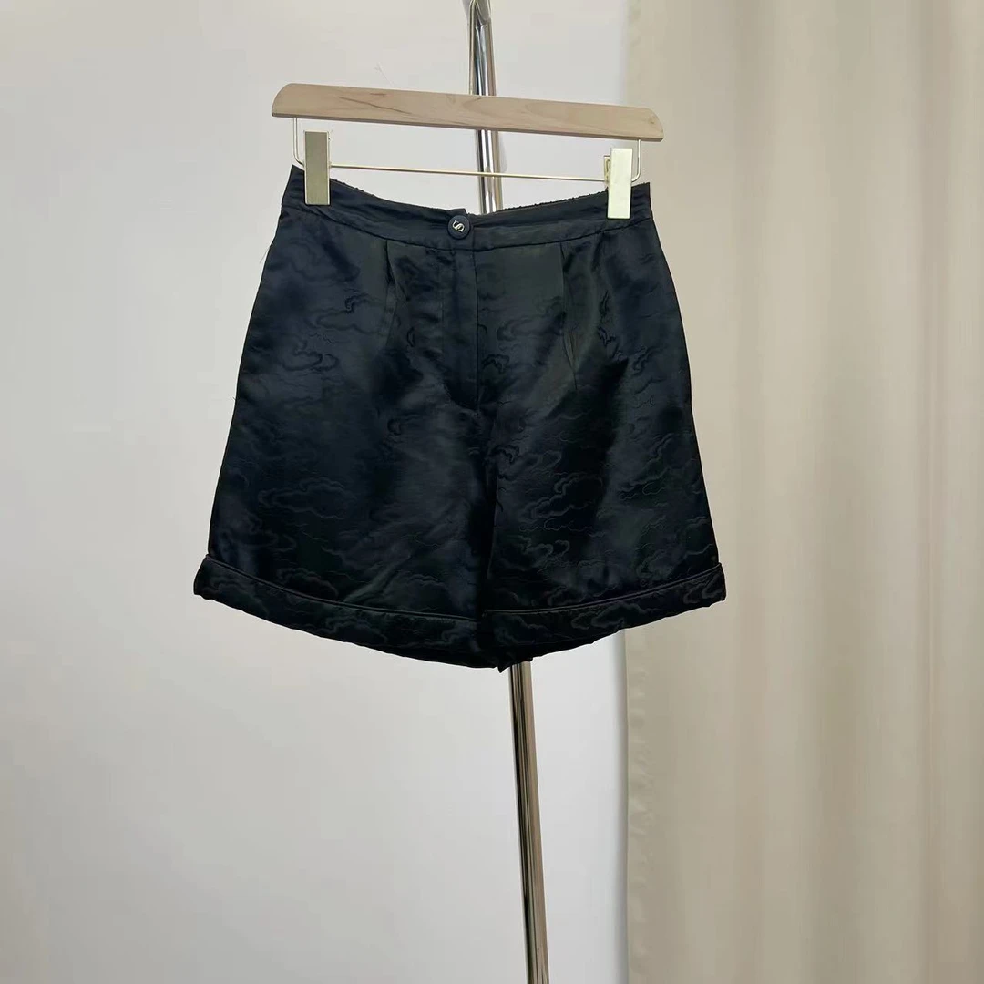 【飞哥女装】时尚百搭新中式桑蚕丝春秋款夹棉短裤