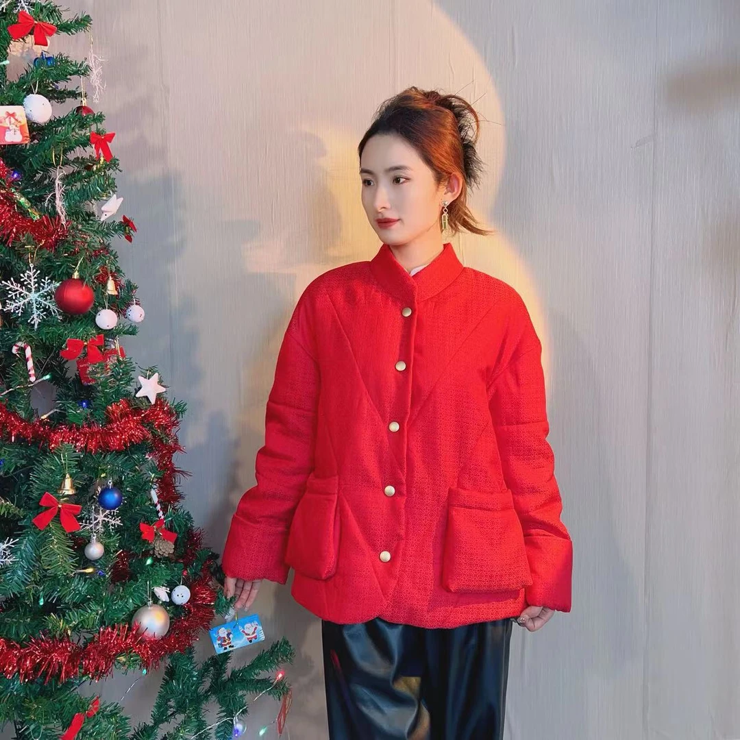 【飞哥女装】“新年战袍”国风高级感宽松桑蚕丝百搭上衣女外套208124