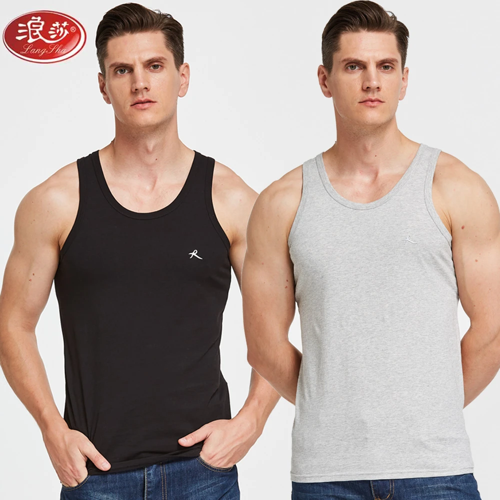 浪莎男士背心薄款春夏打底衫运动修身汗衫无袖健身莱卡棉背心男