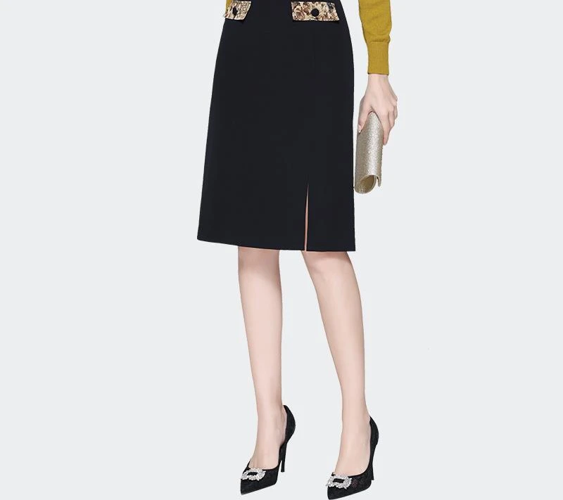 高腰半身裙女黑色显瘦百搭小a字裙中裙一步裙打底裙BH231350