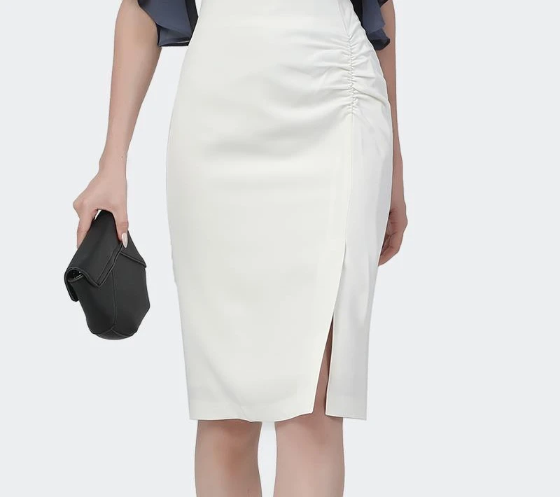 欧洲站高腰包臀裙夏半身修身显瘦职业气质直筒开叉半身裙BD15995