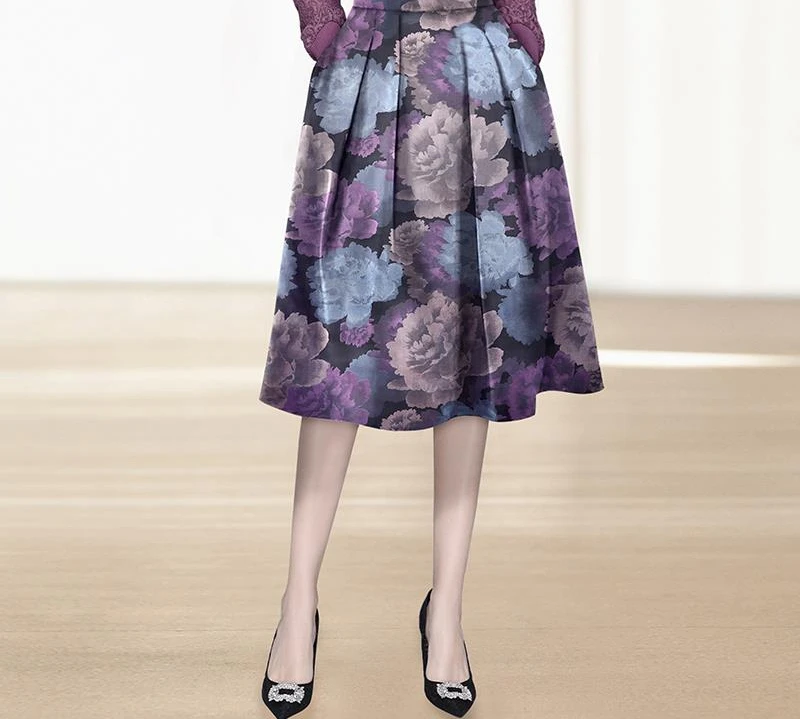 轻奢复古提花半身裙2024秋装新款法式高腰伞裙洋气百褶裙BH231536