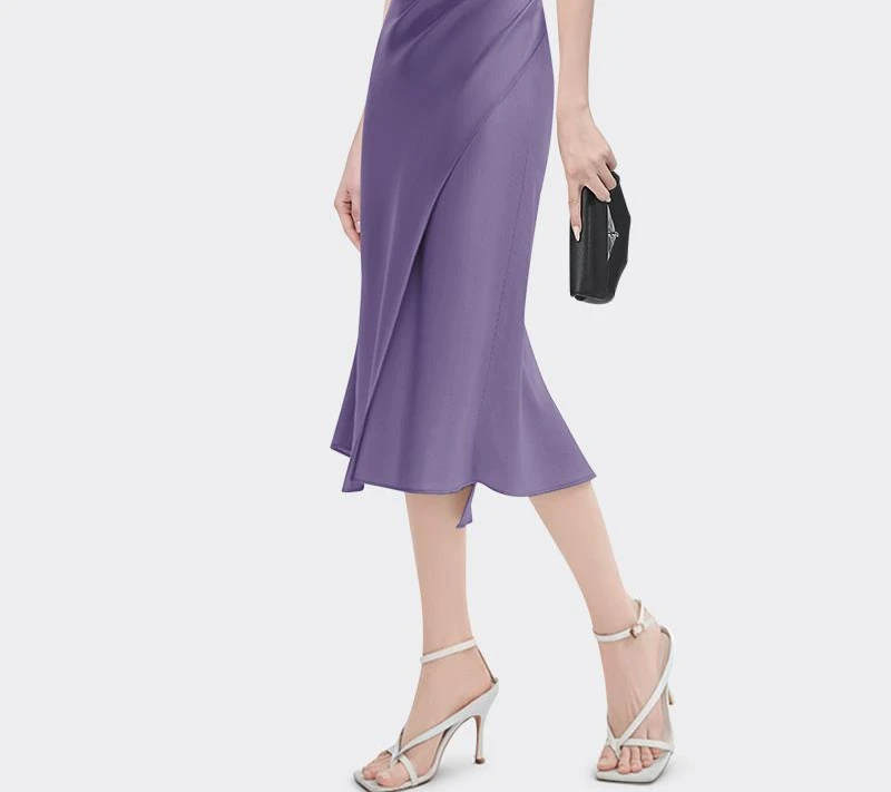 设计感褶皱开叉半身裙女高腰显瘦中长款包臀裙百搭A字裙BF243302
