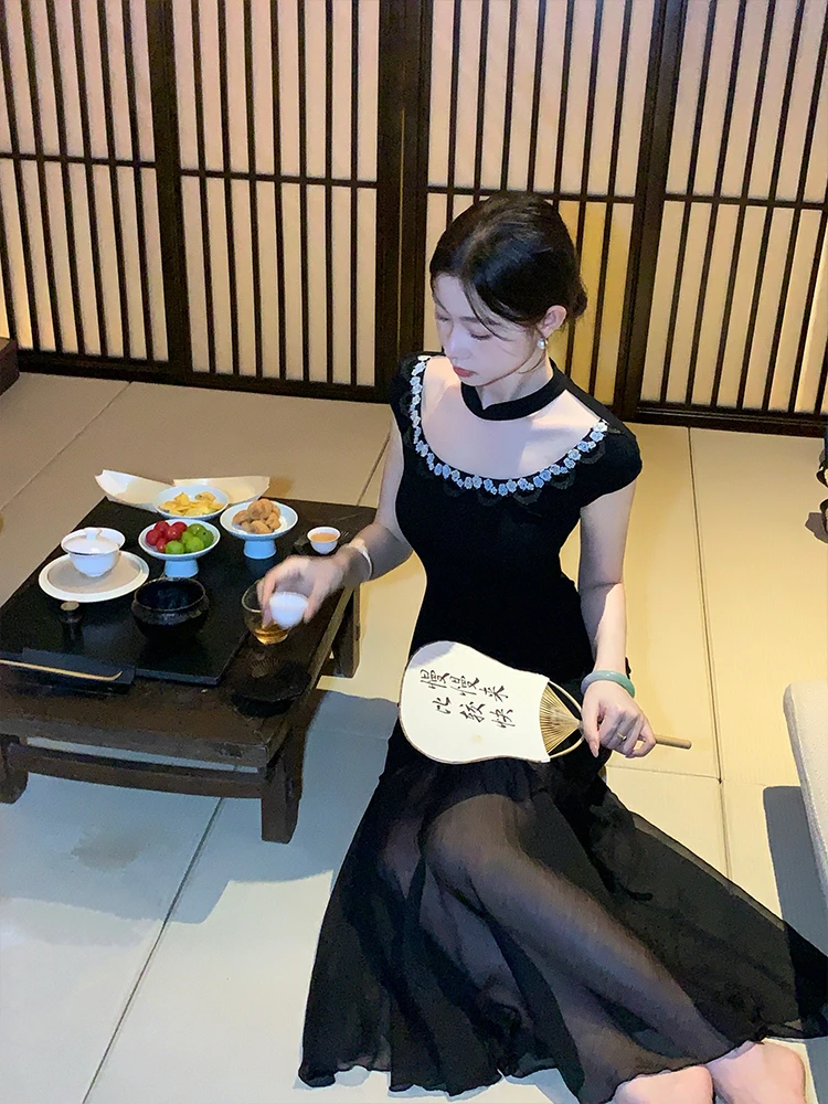 EIA一尧新中式国风【弱水三千】温柔优雅显瘦连衣裙设计感鱼尾摆裙