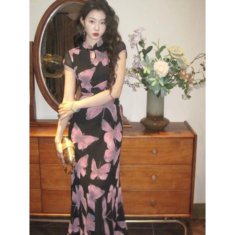 EIA一尧【破茧成蝶】新中式复古明媚显白改良旗袍裙气质中国风旗袍