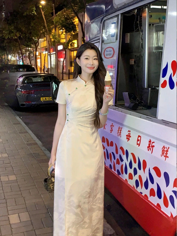 EIA一尧新中式国风【清平调】夏季清冷贵气提花中国风旗袍气质复古