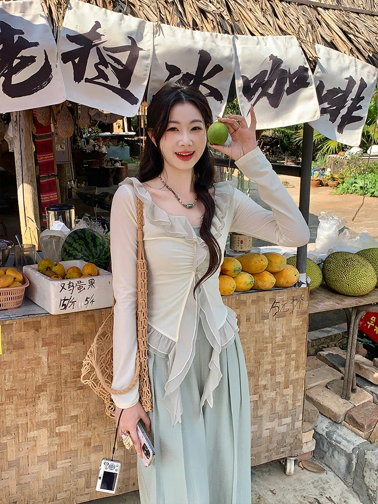 EIA一尧【清迈假日】春夏温柔气质显瘦外衫+吊带上衣女薄荷曼波纯欲