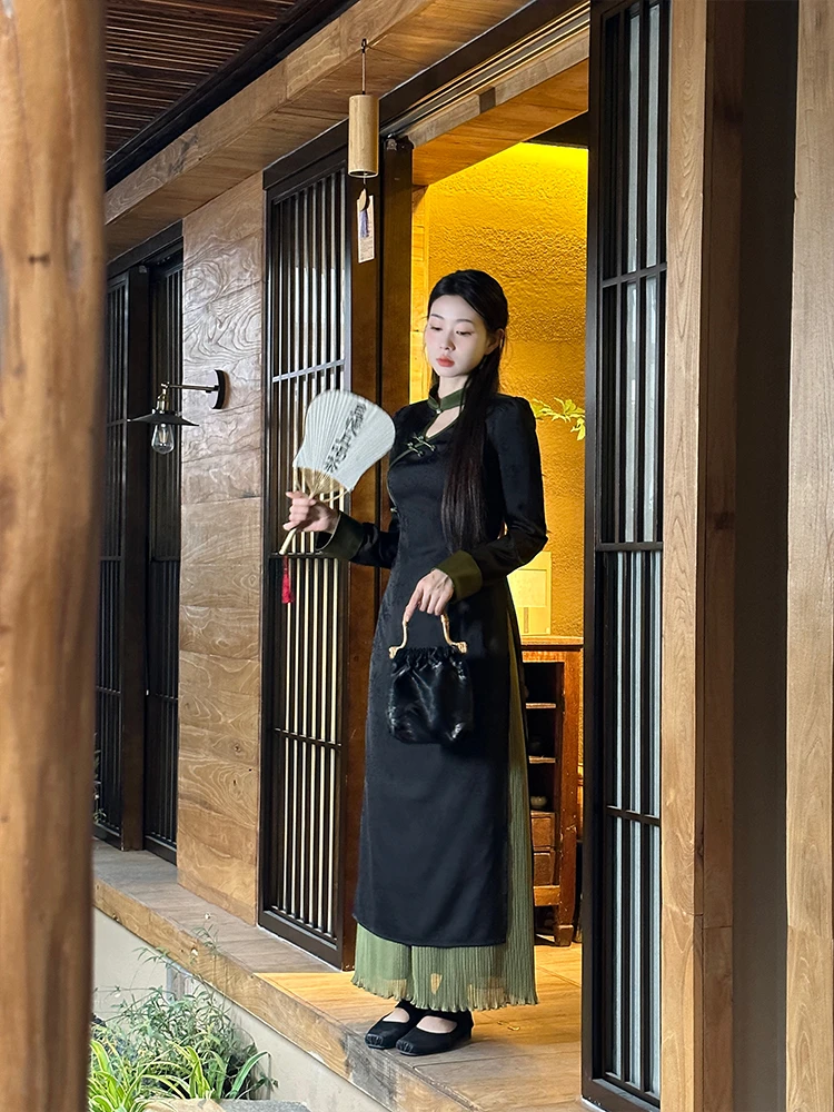 EIA一尧【一念关山】新中式清冷感高级暗纹提花外套+半裙女气质复古