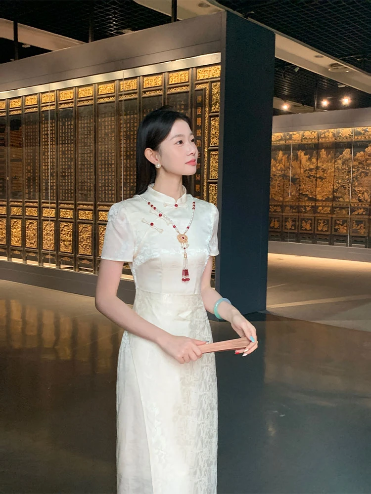 EIA一尧新中式国风【雪鸢】清冷贵气提花复古中国风旗袍气质高级裙