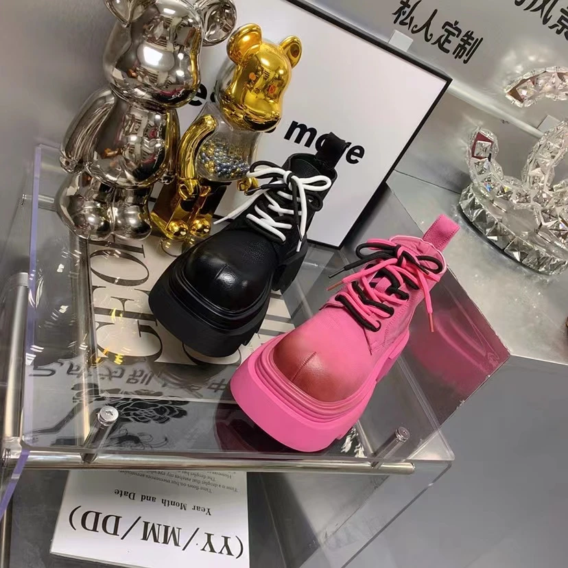 朋克2024秋季新款双鞋带厚底女士马丁靴01-1