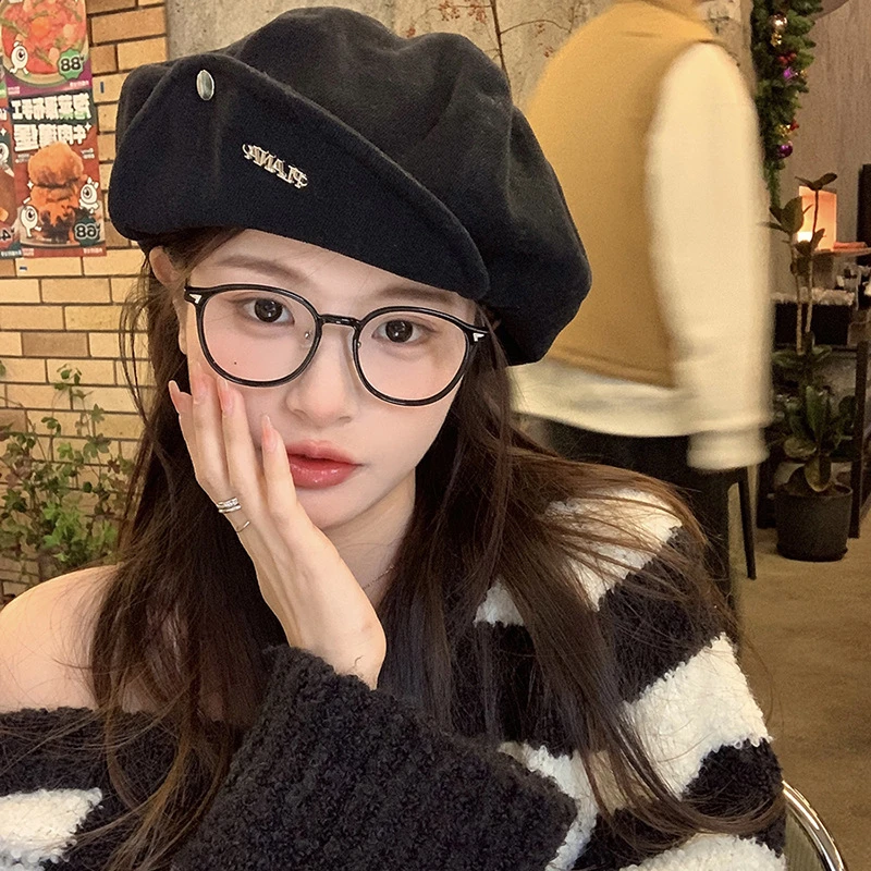 堃麦大头围百搭八角贝雷帽女显脸小气质复古云朵帽网红画家帽蓓蕾