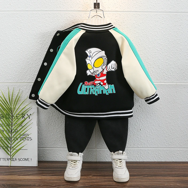 奥特曼衣服男童夹棉外套春秋冬款韩版帅气儿童加厚棒球服宝宝上衣