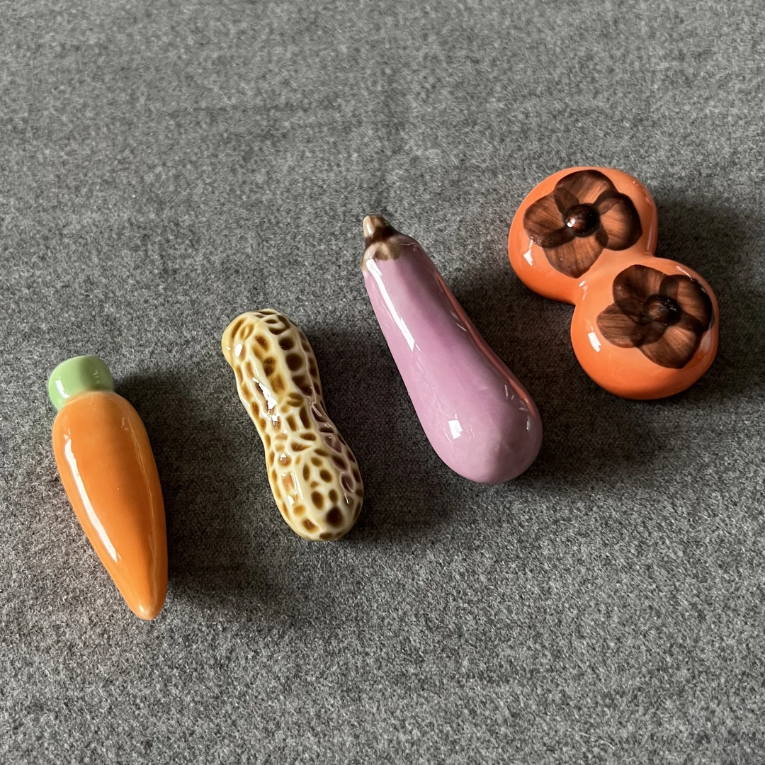 陶瓷动物笔搁猫咪蔬菜笔托文房四宝书法国画桌面创意小摆件镇纸