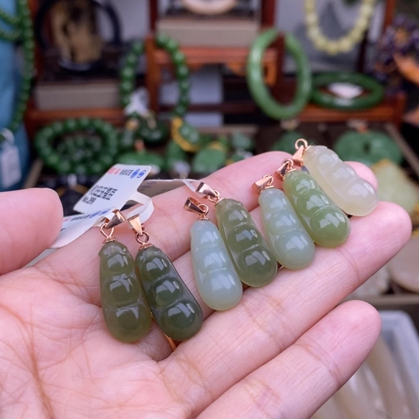 【闪购商品】和田玉福豆925.银吊坠多样性单个价未镶嵌