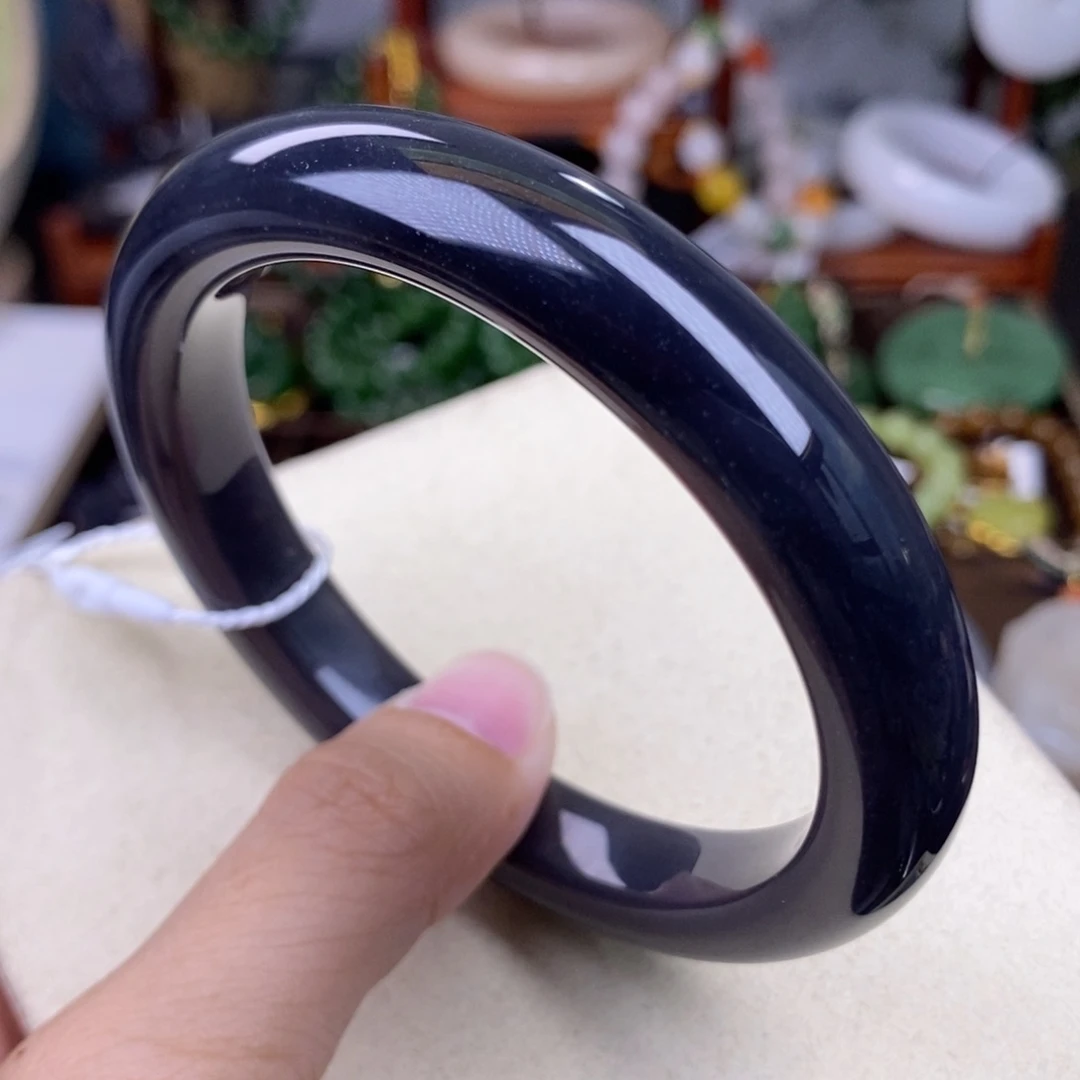 和田玉59.5 浓烟紫脂膏帝王紫手镯天花板未镶嵌