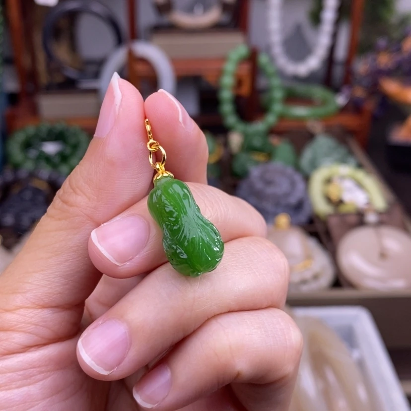 【闪购商品】和田玉碧玉白菜925.银未镶嵌