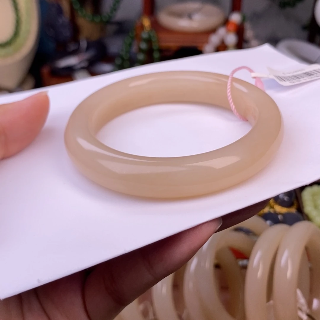 和田玉孤品毕业级老矿料浓红粉手镯56.4未镶嵌