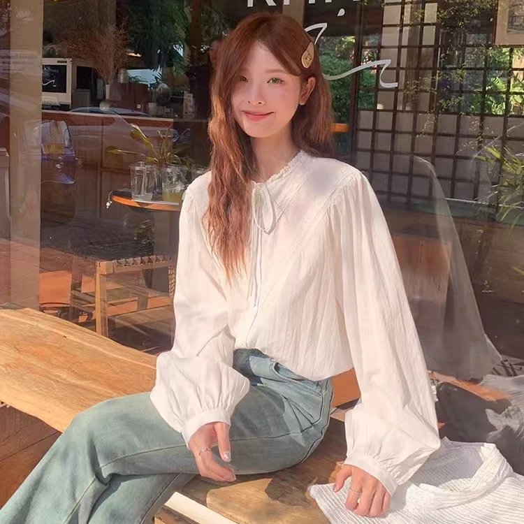 [优雅起义]秋季时尚复古微喇牛仔裤韩版百搭腿长宽松休闲裤女装