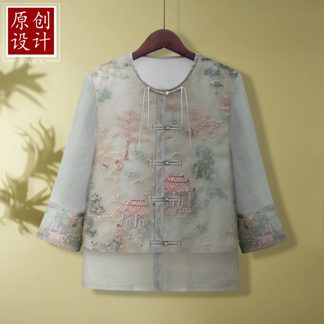 X-211-23新中式国风舒适时尚盘扣小衫