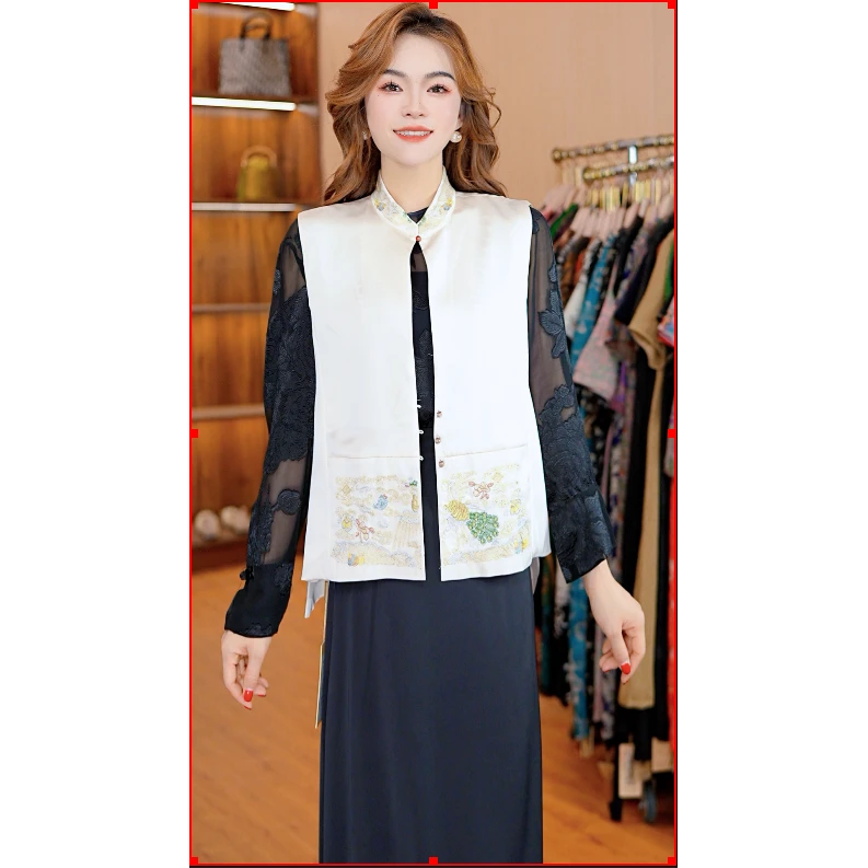 5085-23新款中式刺绣时尚马甲