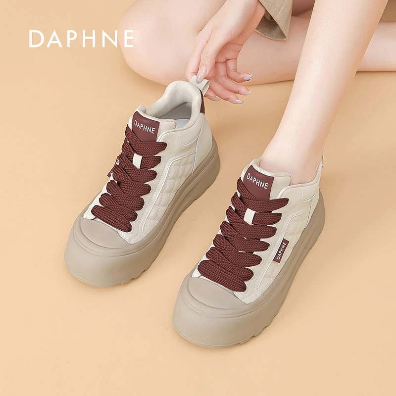 Daphne/达芙妮女鞋2024秋季gao厚底增高休闲时尚复古百搭舒适休闲