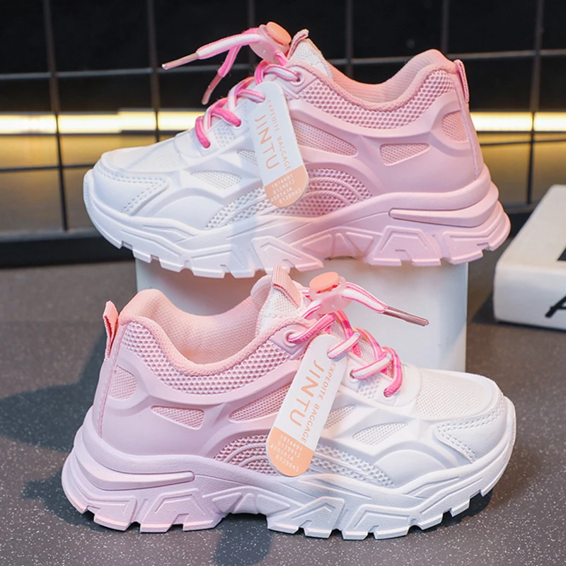 回力瑞女童春秋款儿童透气网面运动鞋女孩中大童渐变色老爹跑步鞋