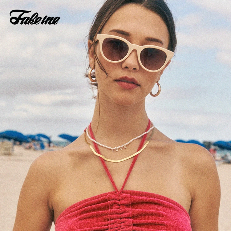 Fakeme（达人专属）新款猫眼框墨镜复古太阳镜雅丹风 lowry2022-svo