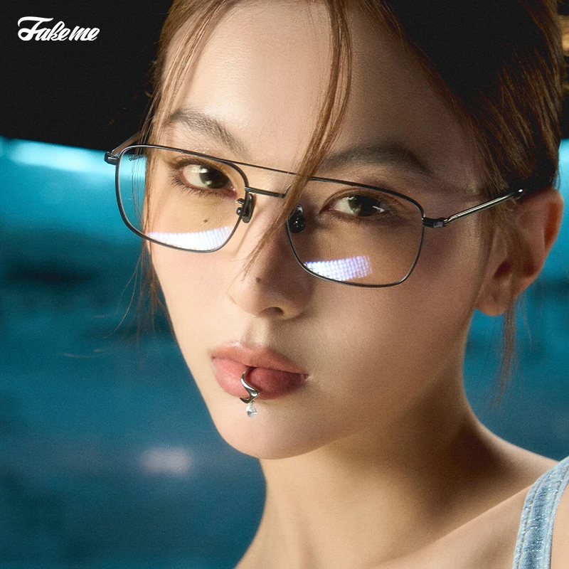 Fakeme（达人专属）β钛复古飞行员方框光学镜架近视斯文 layer