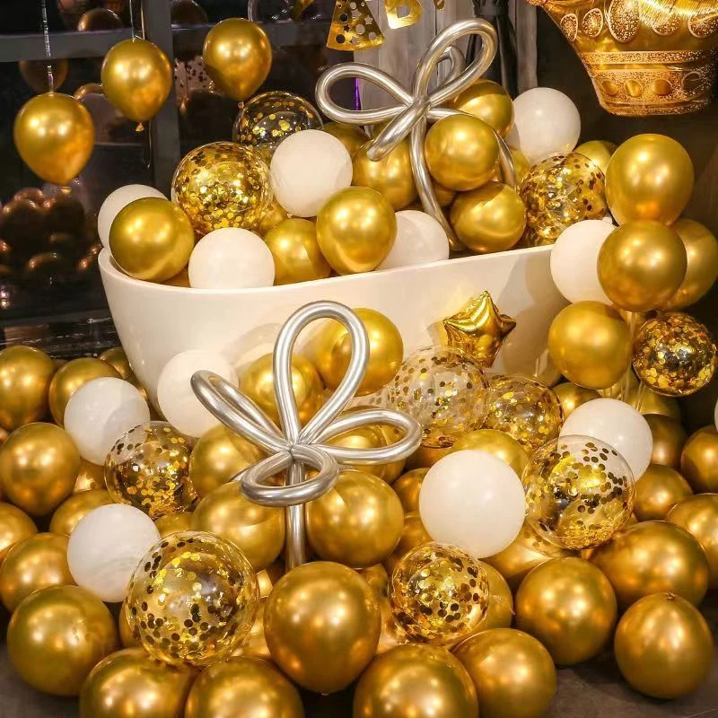 金属生日气球装饰金色10寸加厚汽球求婚告白订婚派对活动场景布置