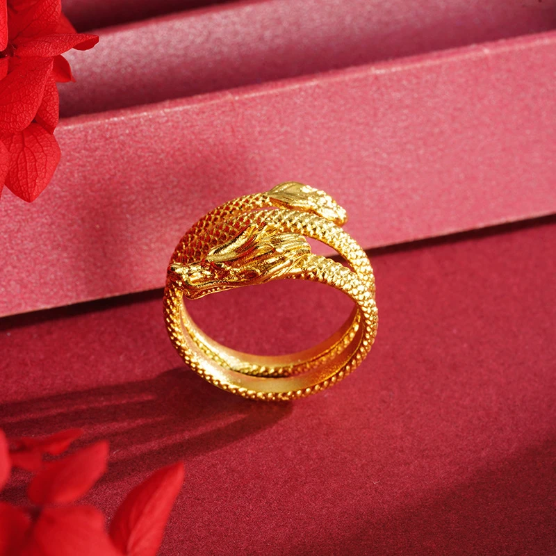 铜合金戒指 霸气男士气质戒指盘龙活口戒指潮流饰品精美素款