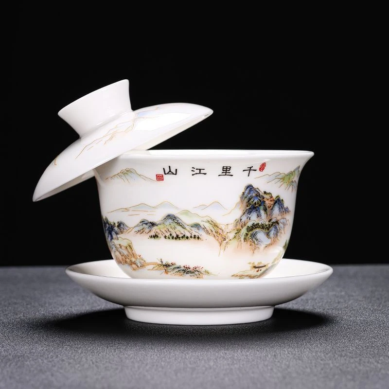 三才盖碗千里江山可悬停180ml