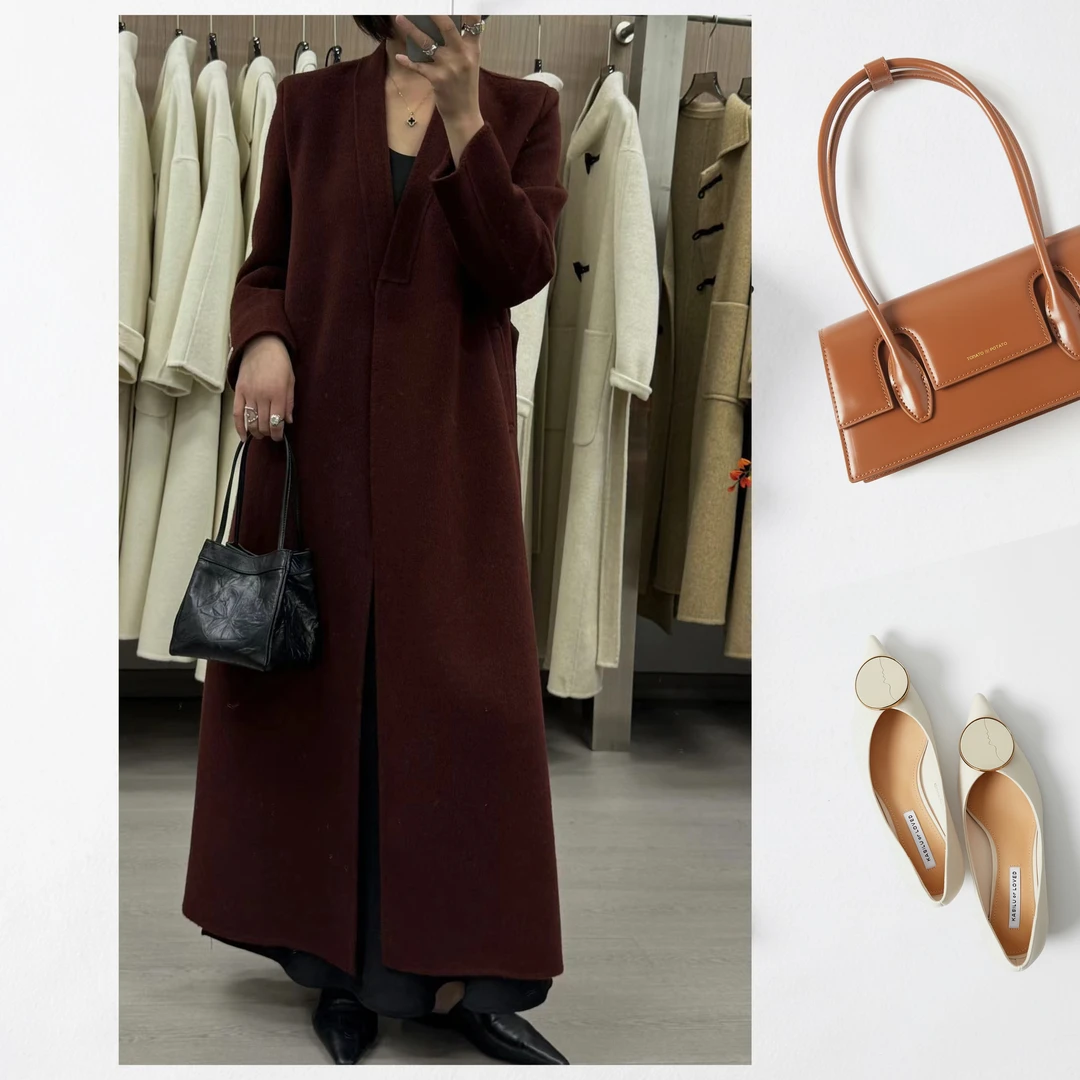 【梦回唐朝】高定轻奢洋气时尚高个子长款过膝显瘦气质双面毛呢外套
