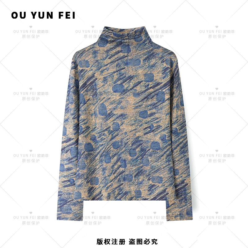 【青花瓷】秋冬百搭女士气质时尚休闲短款轻奢宽松针织衫B1078