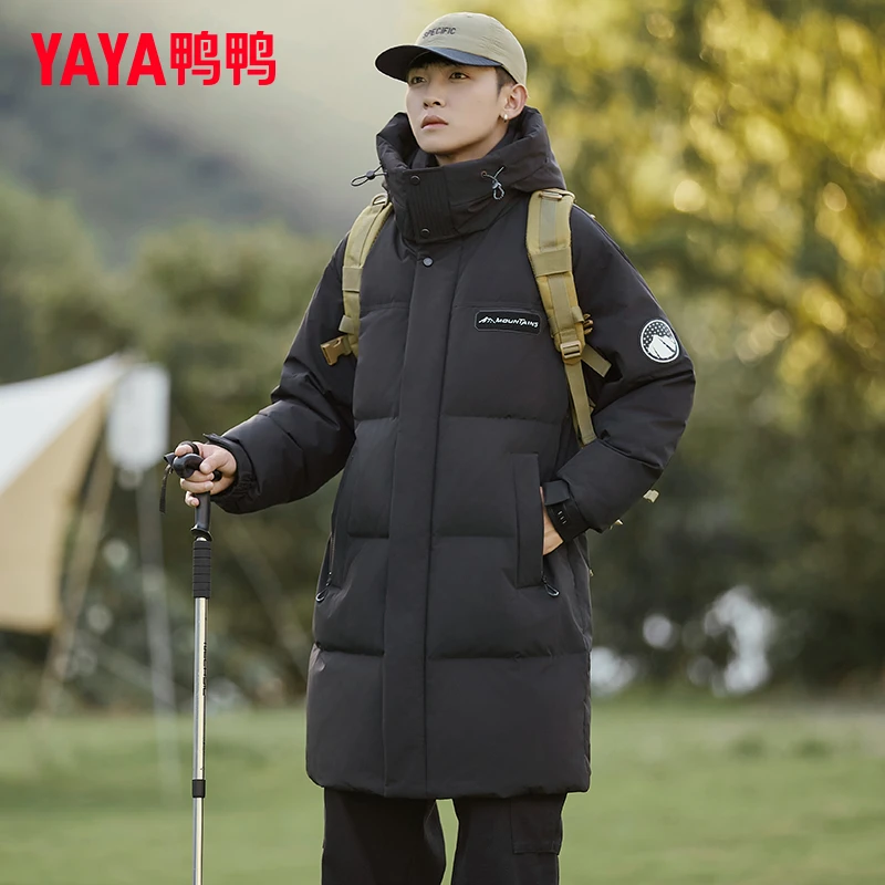 鸭鸭羽绒服男士冬季2025新款中长款时尚加厚保暖防风官方正品外套