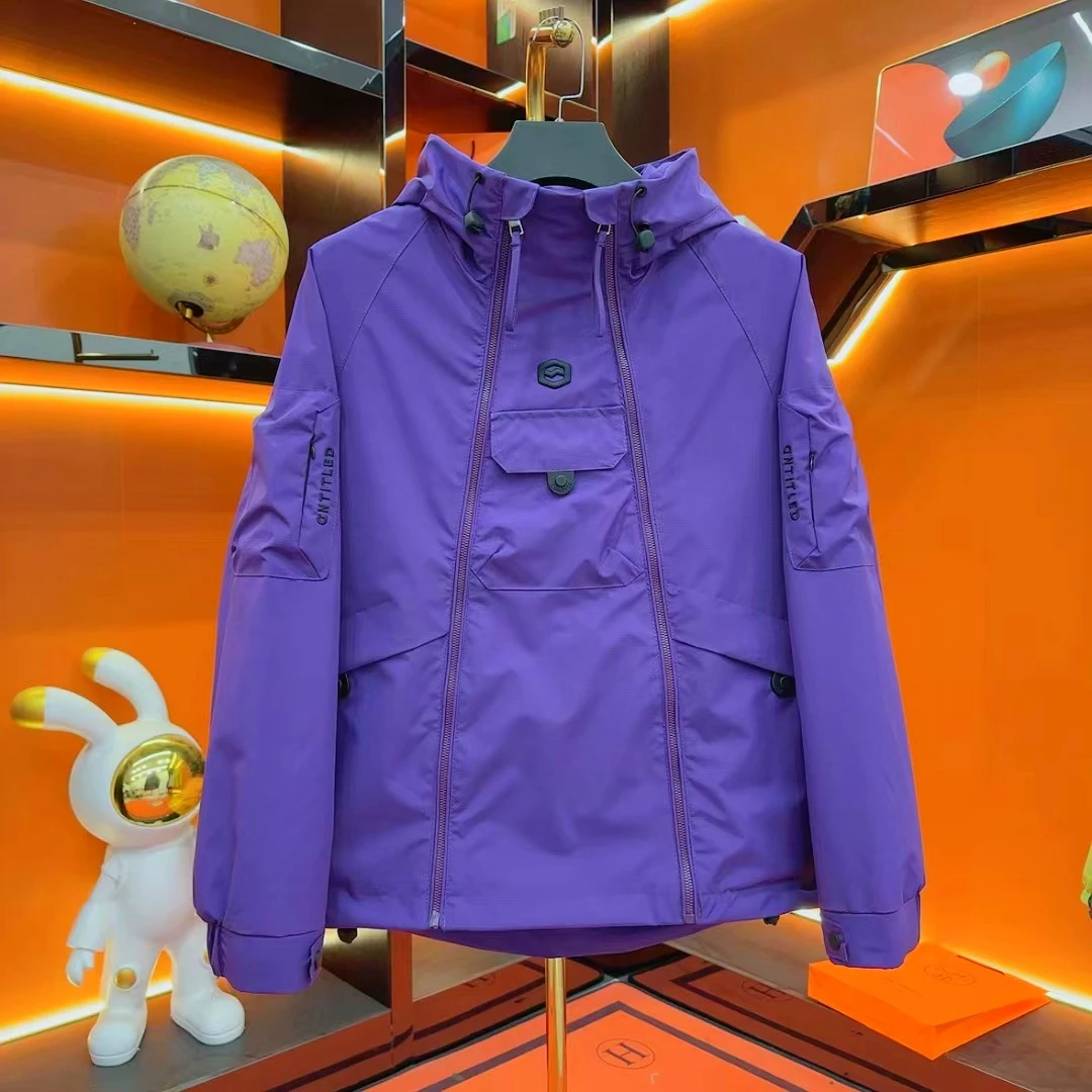 春秋男女同款休闲时尚冲锋衣户外情侣连帽大码修身夹克外套-1115