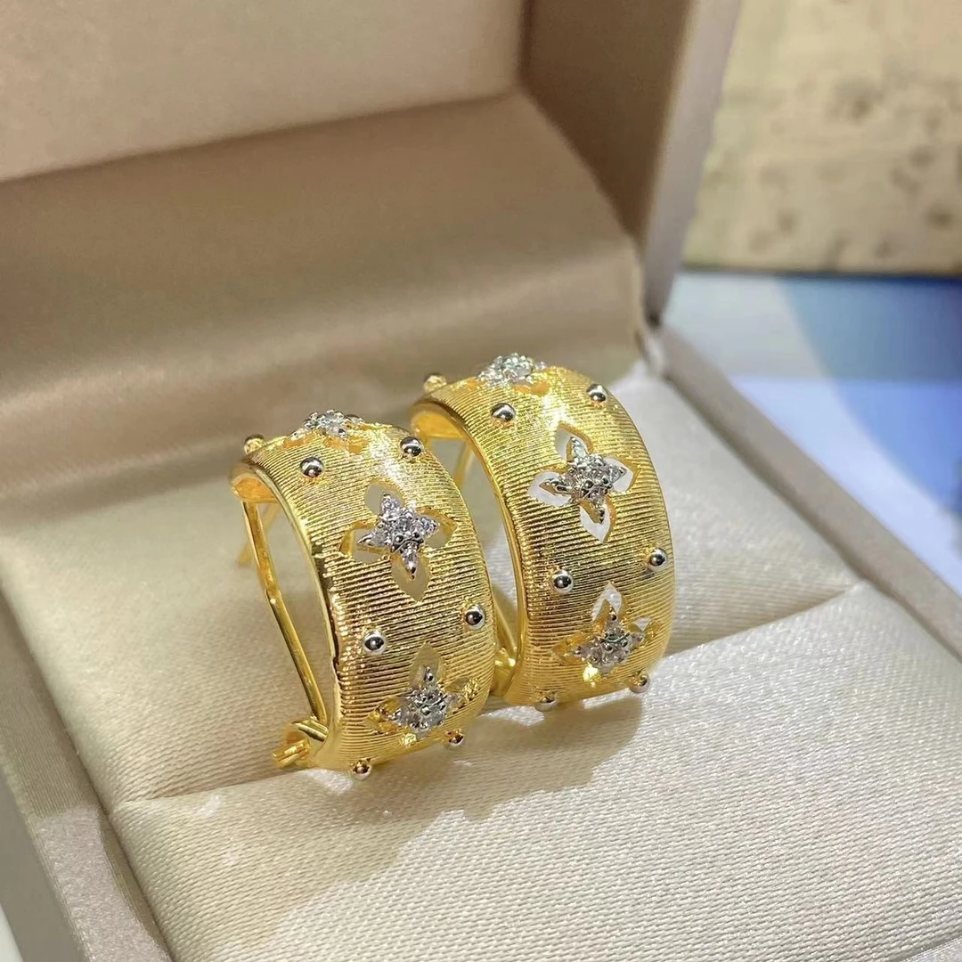 手工拉丝宫廷风双色工艺耳钉设计师耳饰-8764
