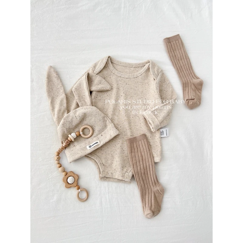 燕麦小奶兔 | ins男女宝春秋夏点点纱螺纹坑条竖纹长袖短袖包屁衣