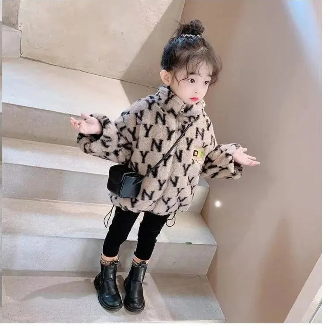 小乐趣女童冬装外套可爱豹纹小童保暖冬季韩版儿童秋冬女宝宝新款