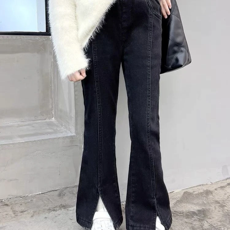 小乐趣女童裤子春秋装2023新款时髦洋气中大童网红洋气开叉修新款
