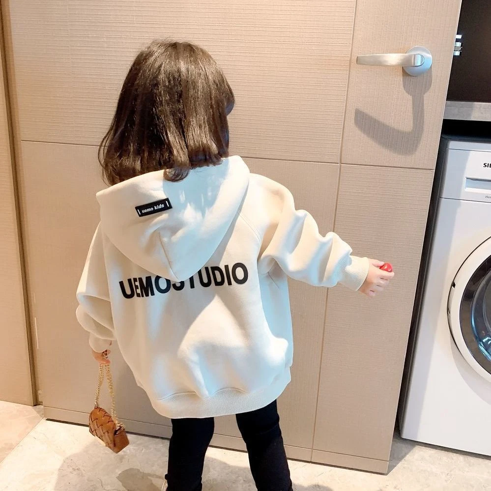 小乐趣女童卫衣2023秋冬装新款洋气百搭儿童字母印花长袖休闲新款