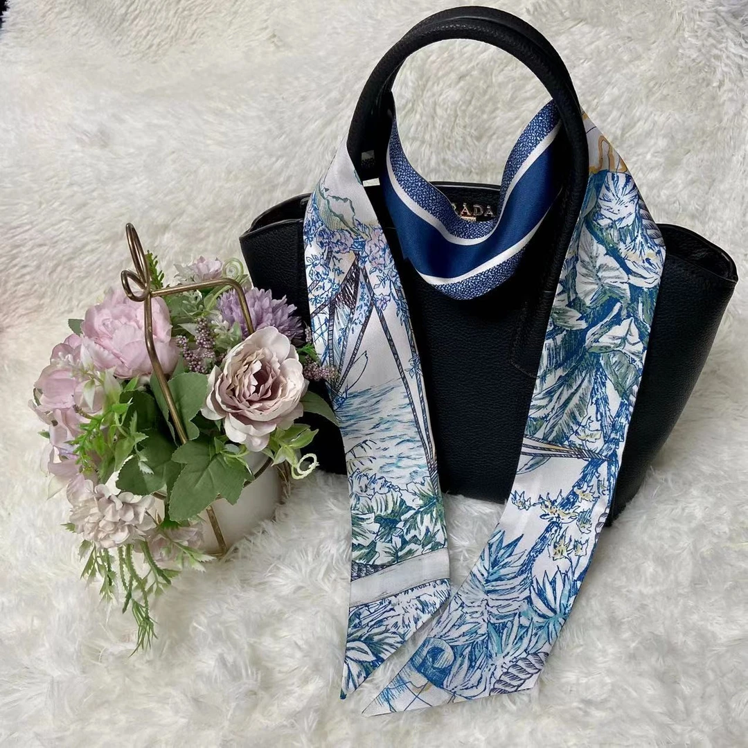 云间花海6*100cm桑蚕丝小飘带16姆斜纹高档包包手柄装饰发带丝巾