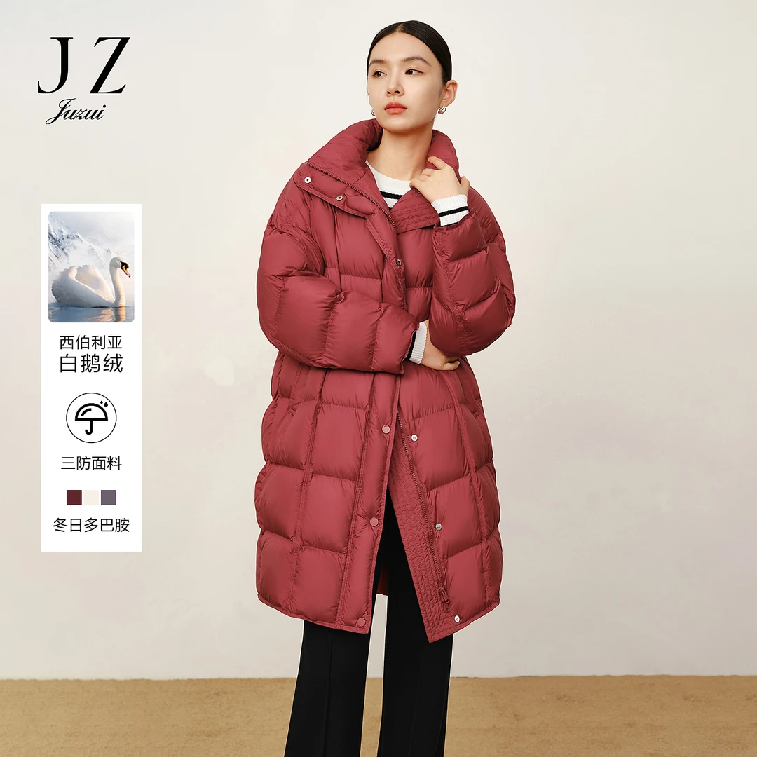 【臻·羽绒】玖姿安娜蔻JTDD03227宽松连帽中长羽绒冬季款